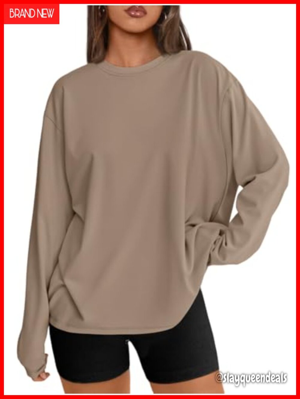 Oversized Long Sleeve T-Shirt Crew Neck Pullover Fall Basic Tee